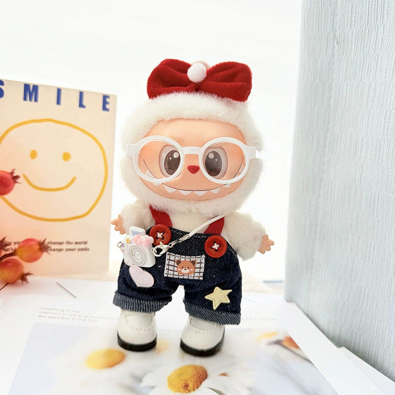 Labubu Have a Seat Doll Clothes Clothes Widgets Labubu Doll Clothes Plaid Bear Cowboy Overalls