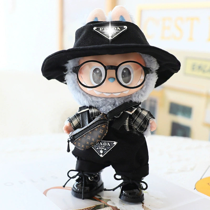 17cm Labubu Clothes Labubu Doll Clothes 17cm Widgets Have a Seat Cool Suit Hat