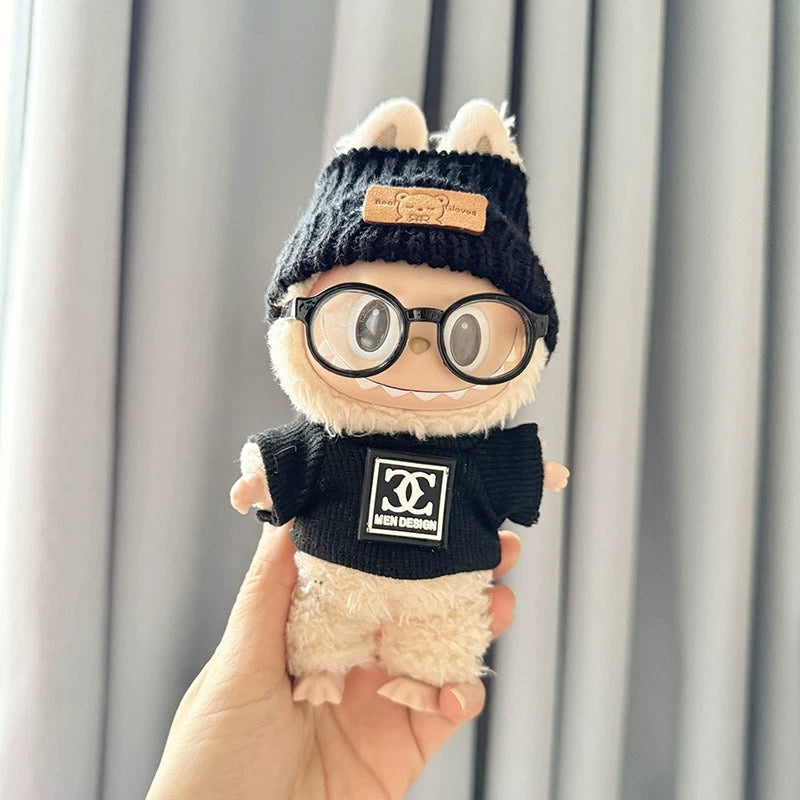Labubu Have a Seat Doll Clothes 17cm Labubu Clothes Fashion T-Shirt Hat Suit