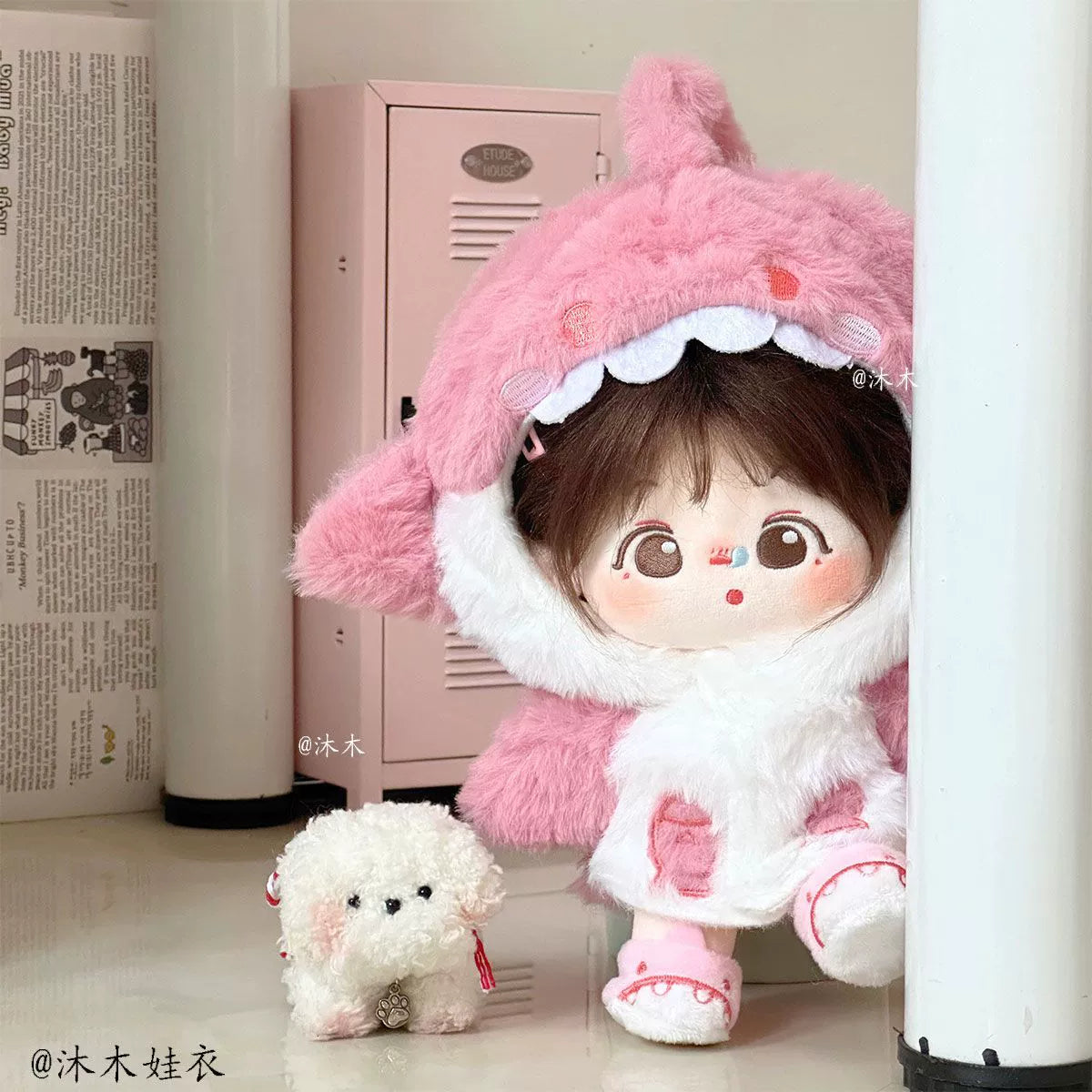Pink 20cm Doll Clothes Shark Bodysuit Suit 20cm Cotton Doll Clothes