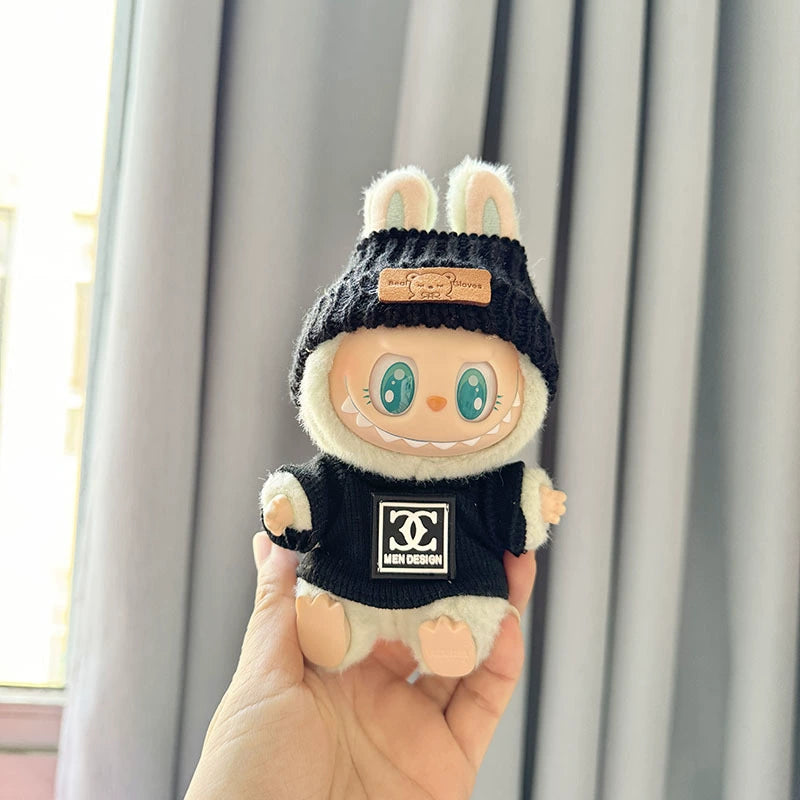 Labubu Have a Seat Doll Clothes 17cm Labubu Clothes Fashion T-Shirt Hat Suit