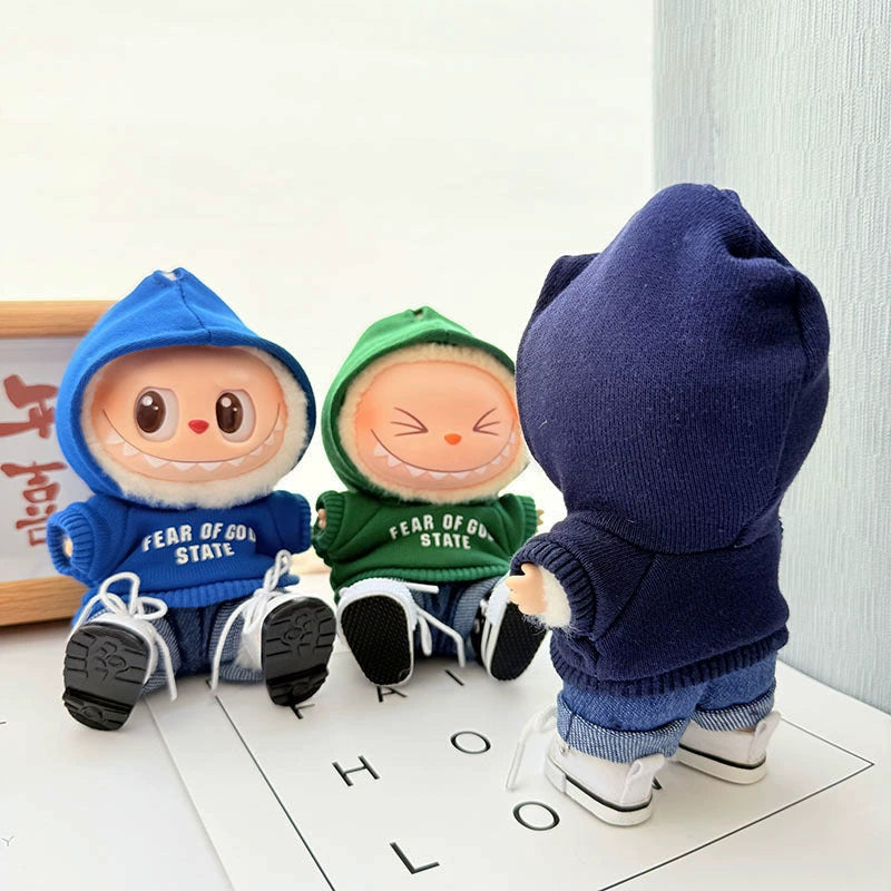 Labubu Have a Seat Doll Clothes Widgets Labubu Clothes Tricolor Hoodie Suit