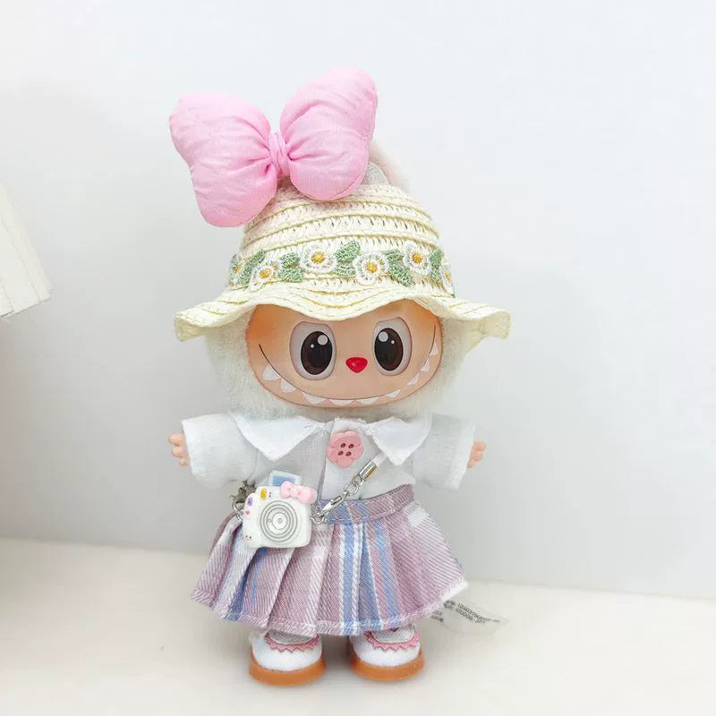 Labubu Have a Seat Doll Clothes Widgets Labubu Clothes Cute JK Skirt White Shirt