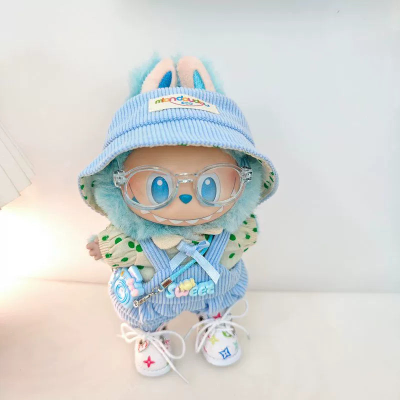 Labubu Have a Seat Doll Clothes 17cm Labubu Clothes Fuzzy Accessories Overalls Hat
