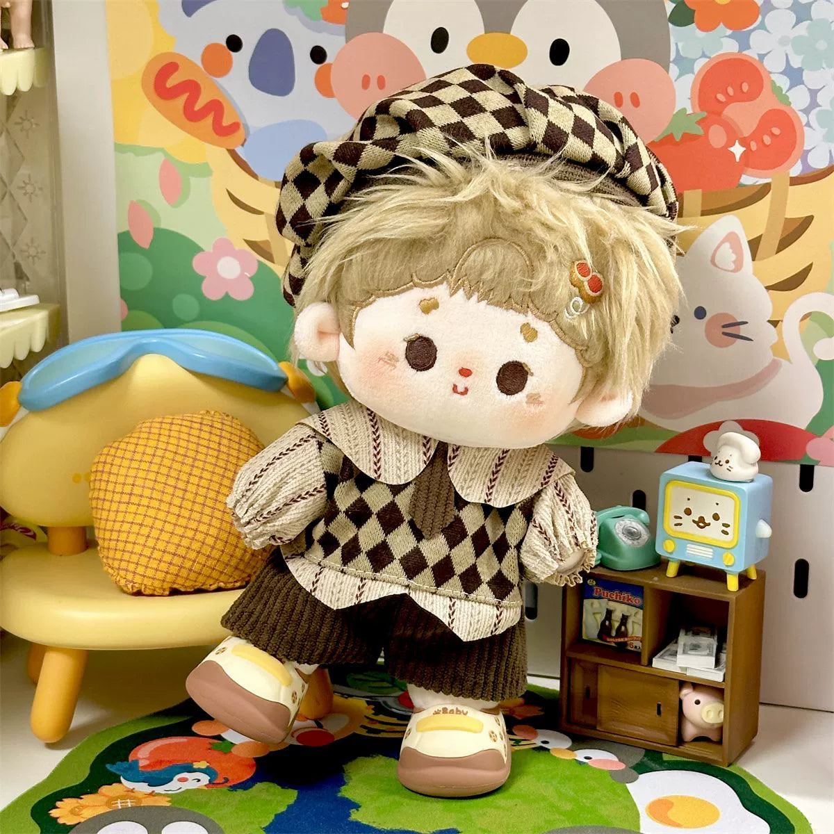 10cm 20cm Cotton Doll Clothes Suit Retro Preppy Style Fuzzy Dolls Cute Doll Clothes