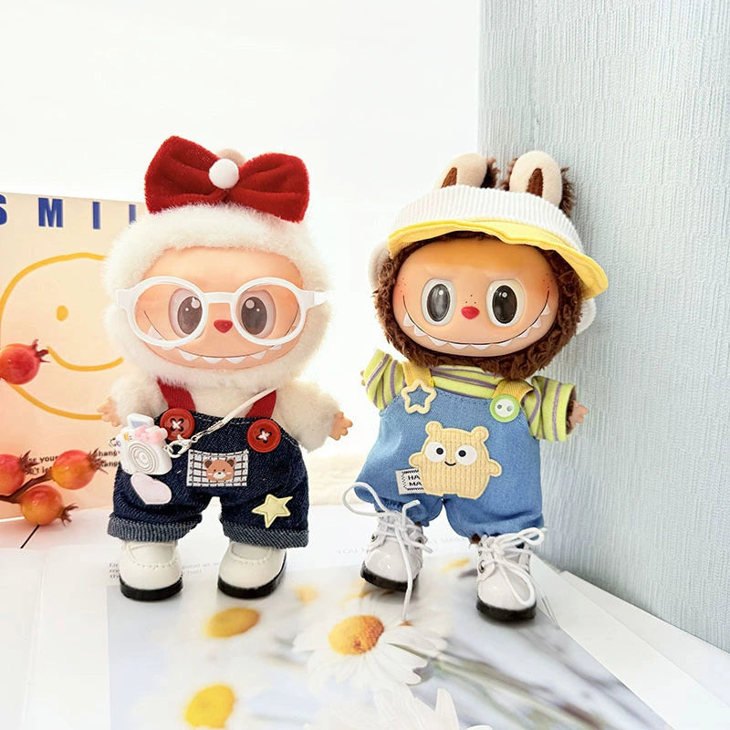Labubu Have a Seat Doll Clothes Clothes Widgets Labubu Doll Clothes Plaid Bear Cowboy Overalls