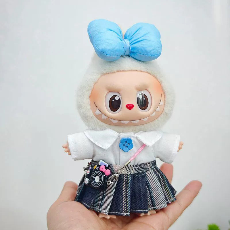 Labubu Have a Seat Doll Clothes Widgets Labubu Clothes Cute JK Skirt White Shirt