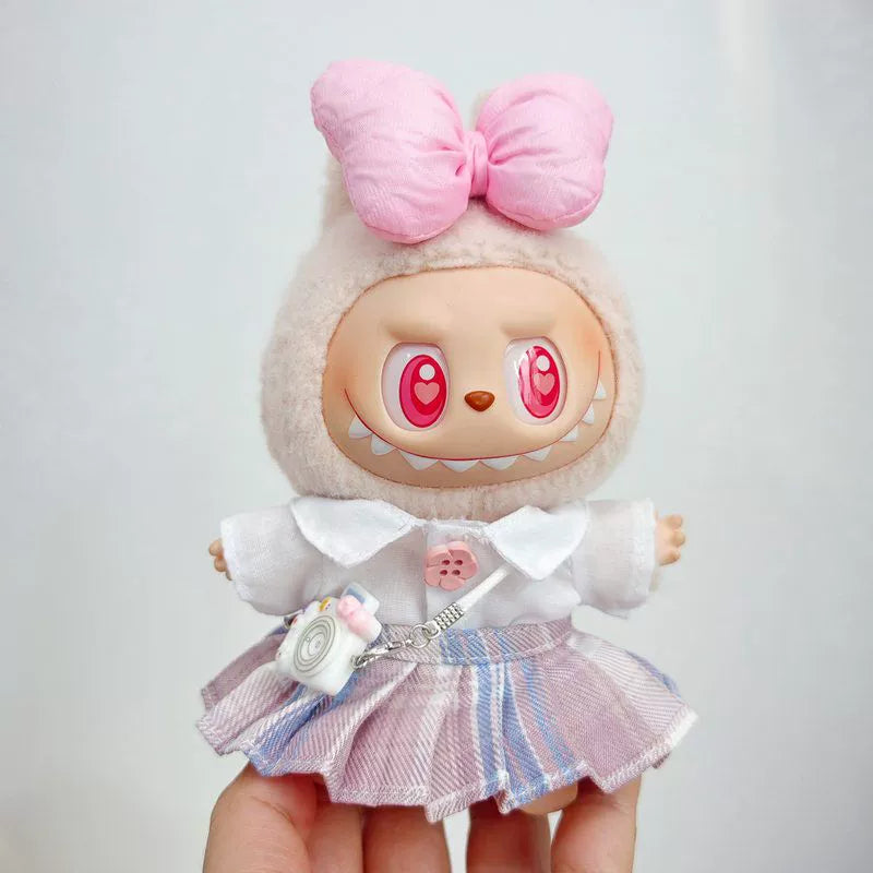 Labubu Have a Seat Doll Clothes Widgets Labubu Clothes Cute JK Skirt White Shirt
