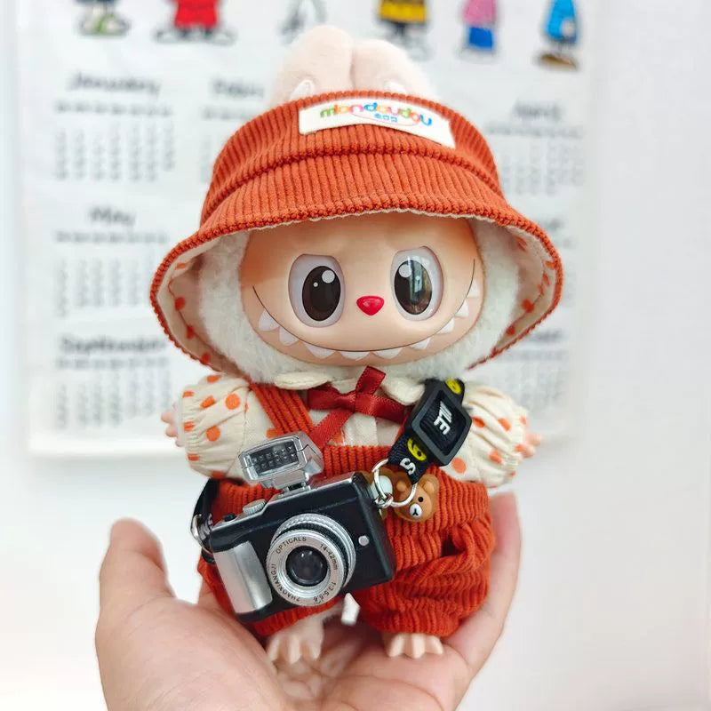 Labubu Have a Seat Doll Clothes 17cm Labubu Clothes Fuzzy Accessories Overalls Hat