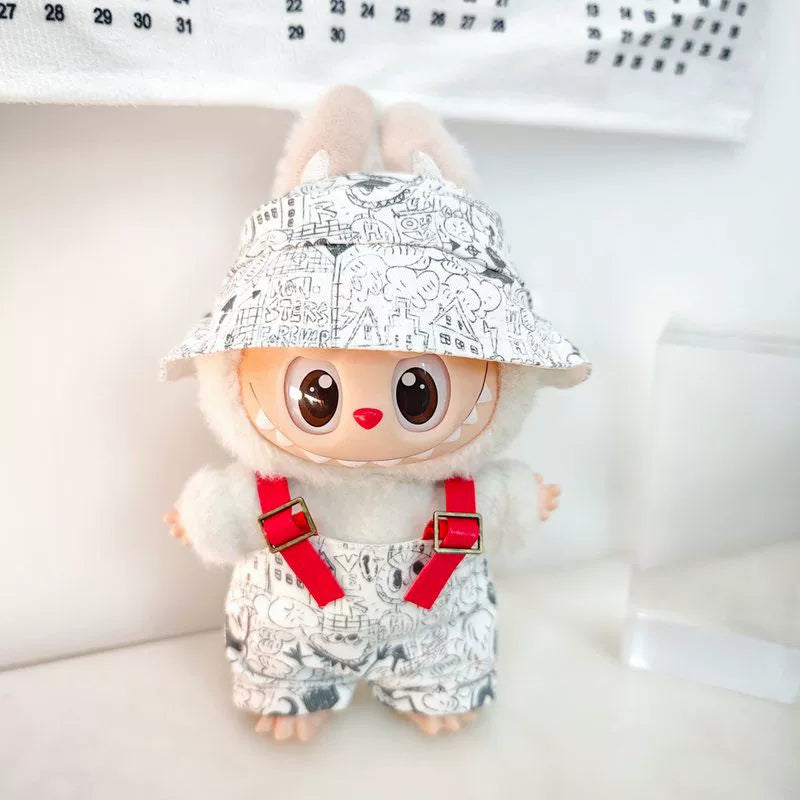 Labubu Have a Seat Doll Clothes Labubu Clothes Cute Overalls Graffiti Suit
