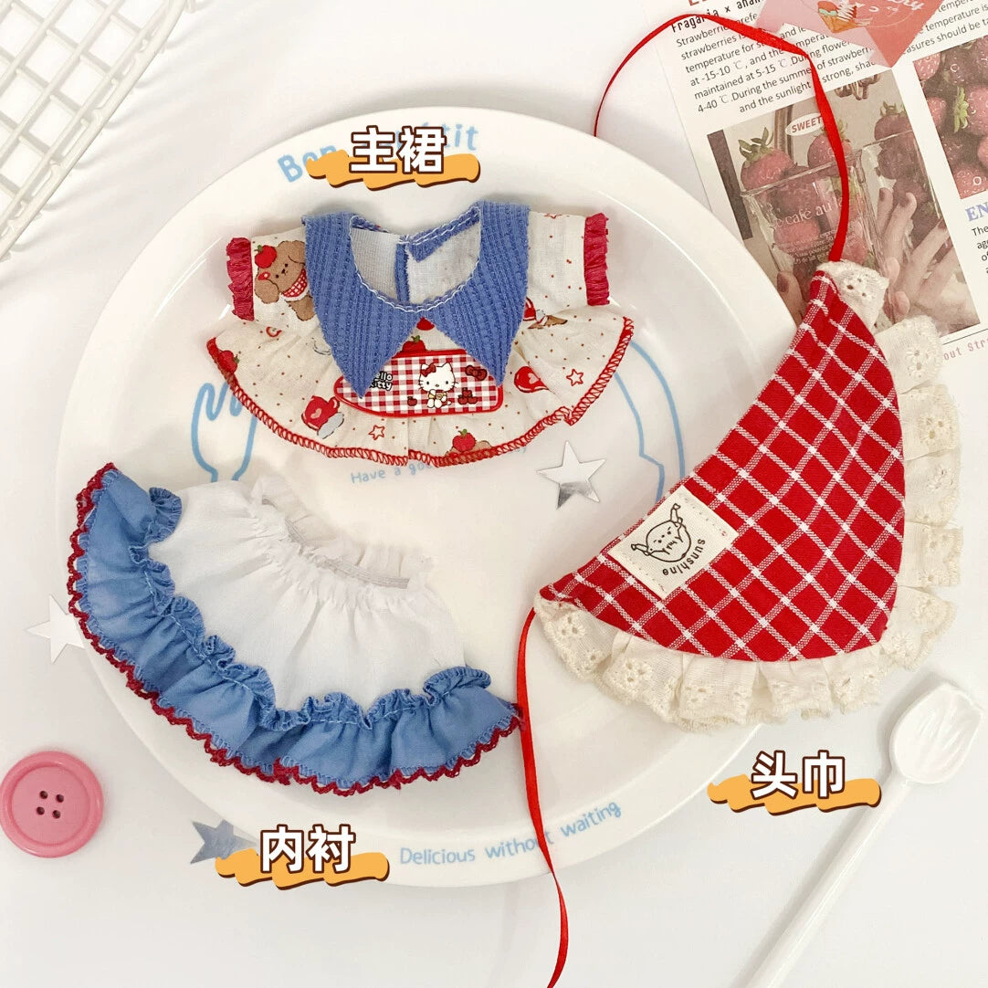 10cm Doll Clothes Cute Star Pose 10cm Cotton Doll Clothes Lolita Skirt Summer Tea Party