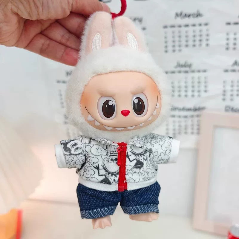 Labubu Have a Seat Doll Clothes Labubu Clothes Cute Overalls Graffiti Suit