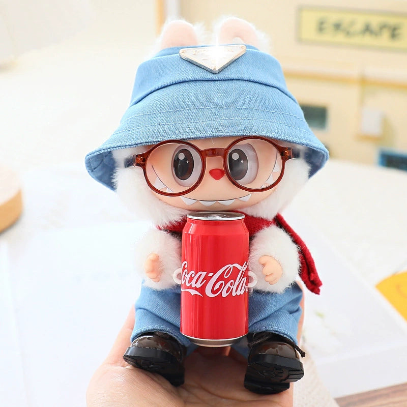 Labubu Have a Seat Doll Clothes 17cm Labubu Clothes Triangle Mark Overalls Suit