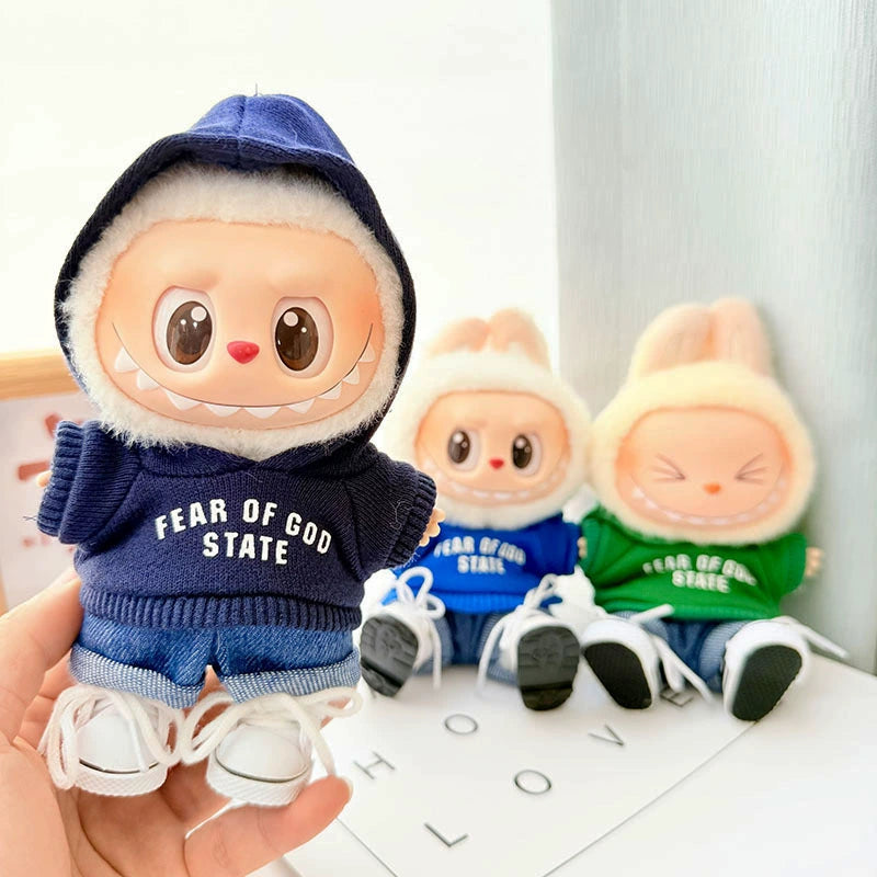 Labubu Have a Seat Doll Clothes Widgets Labubu Clothes Tricolor Hoodie Suit