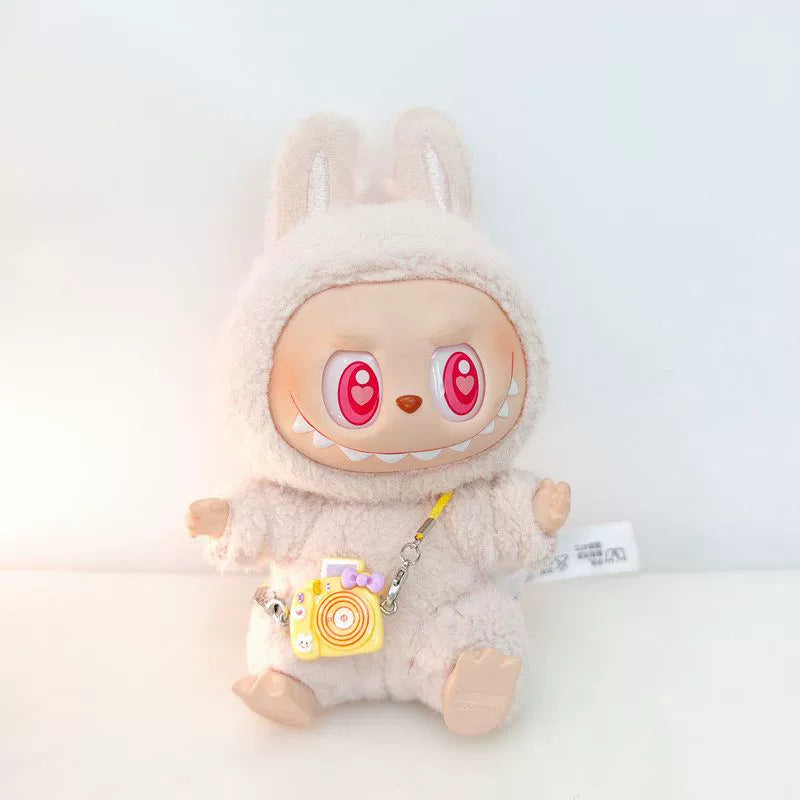 Labubu Have a Seat Doll Clothes 17cm Labubu Clothes Fuzzy Accessories Overalls Hat