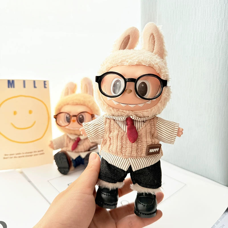 Labubu Have a Seat Doll Clothes 17cm Labubu Clothes Chocolate Preppy Style Suit
