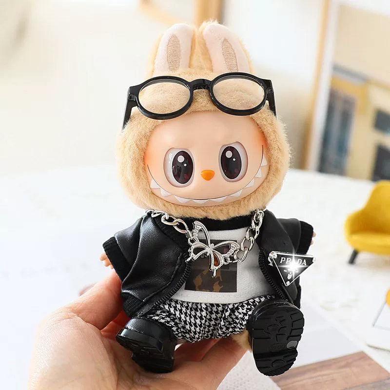 Labubu Have a Seat Doll Clothes Labubu Clothes Leather Jacket Skirt Hat
