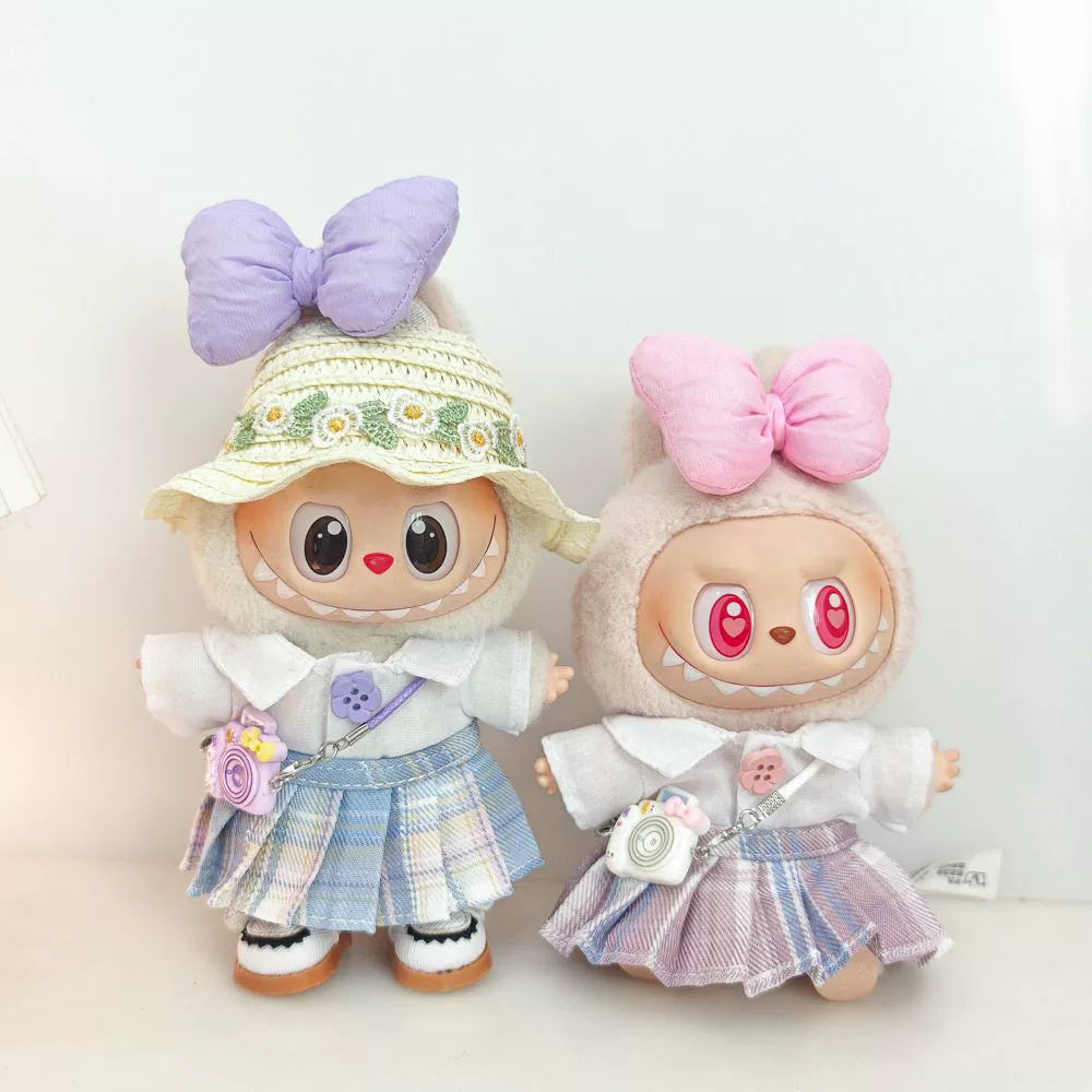 Labubu Have a Seat Doll Clothes Widgets Labubu Clothes Cute JK Skirt White Shirt