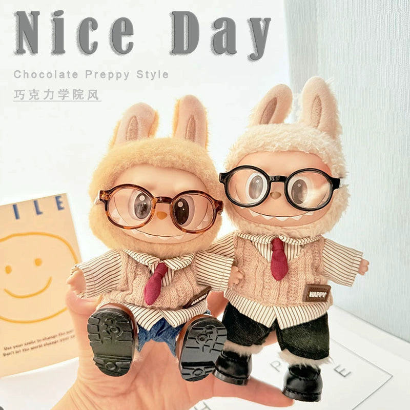 Labubu Have a Seat Doll Clothes 17cm Labubu Clothes Chocolate Preppy Style Suit