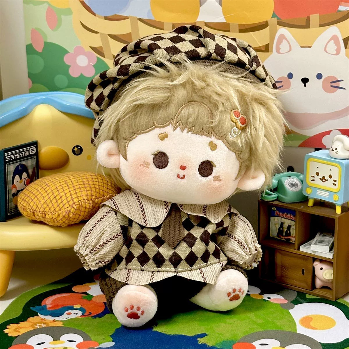 10cm 20cm Cotton Doll Clothes Suit Retro Preppy Style Fuzzy Dolls Cute Doll Clothes