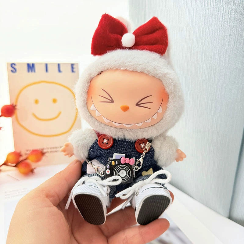 Labubu Have a Seat Doll Clothes Clothes Widgets Labubu Doll Clothes Plaid Bear Cowboy Overalls