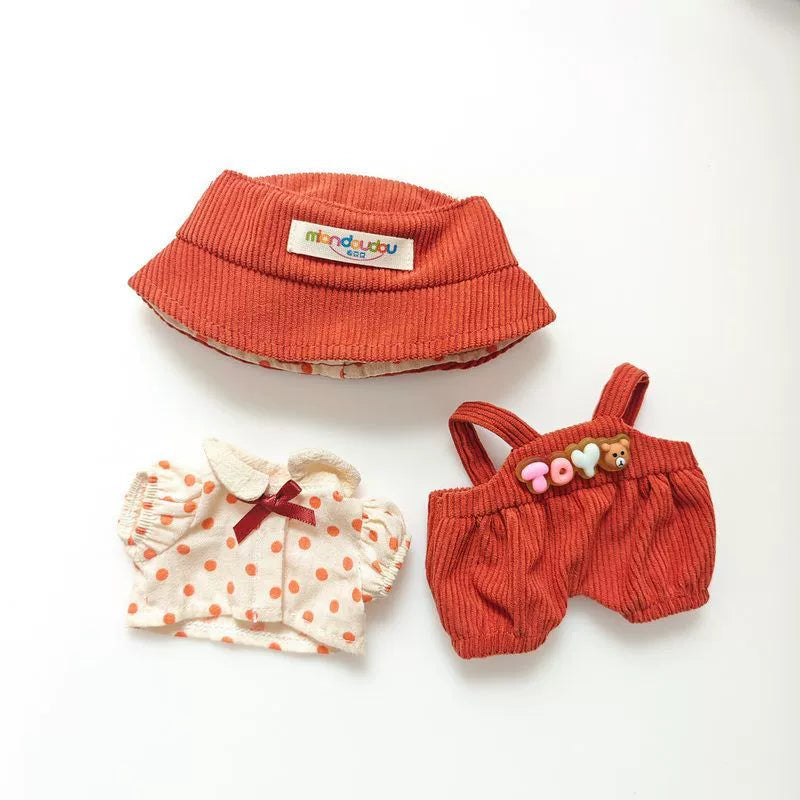 Labubu Have a Seat Doll Clothes 17cm Labubu Clothes Fuzzy Accessories Overalls Hat