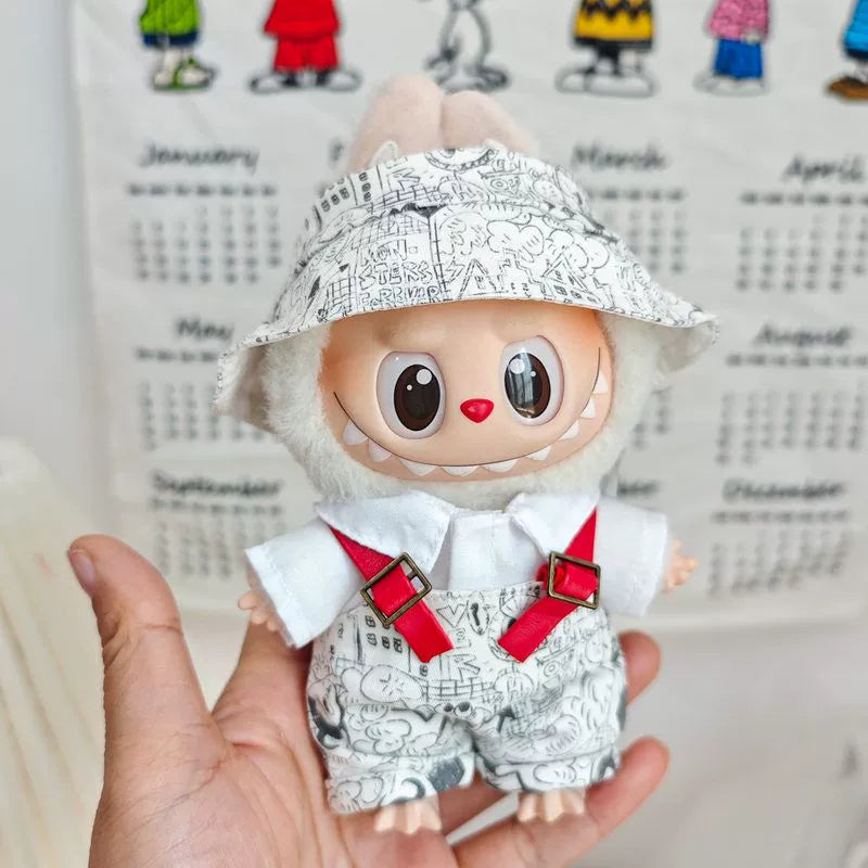 Labubu Have a Seat Doll Clothes Labubu Clothes Cute Overalls Graffiti Suit