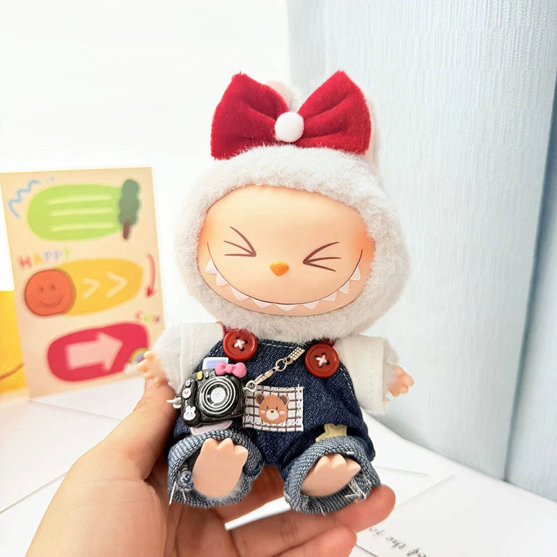 Labubu Have a Seat Doll Clothes Clothes Widgets Labubu Doll Clothes Plaid Bear Cowboy Overalls